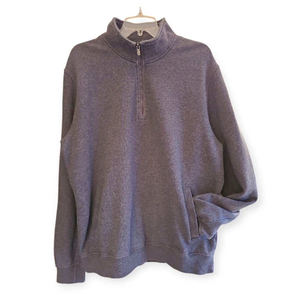 L.L.Bean Mens Traditional Fit 1/4 Zip Sweatshirt Dark Grey Front Pockets Oversiz